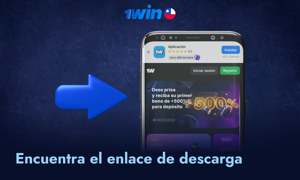 Encuentra y haz clic en el enlace para descargar la aplicación de 1win
